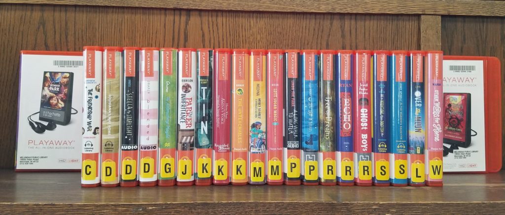 A selection of the library's playaway books