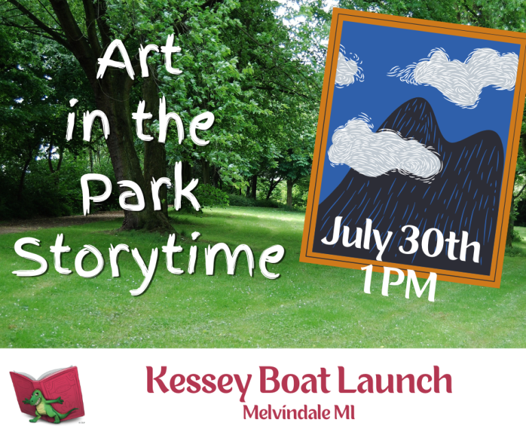 Join us for an artful storytime at the Kessey Boat Launch. July 30th at 1 PM.