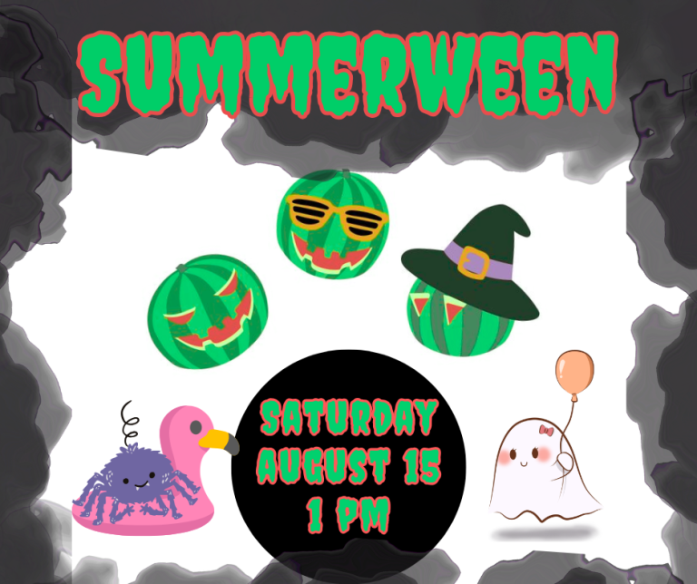 Come for crafts and games with a spooky summer twist! August 15th at 1 PM.