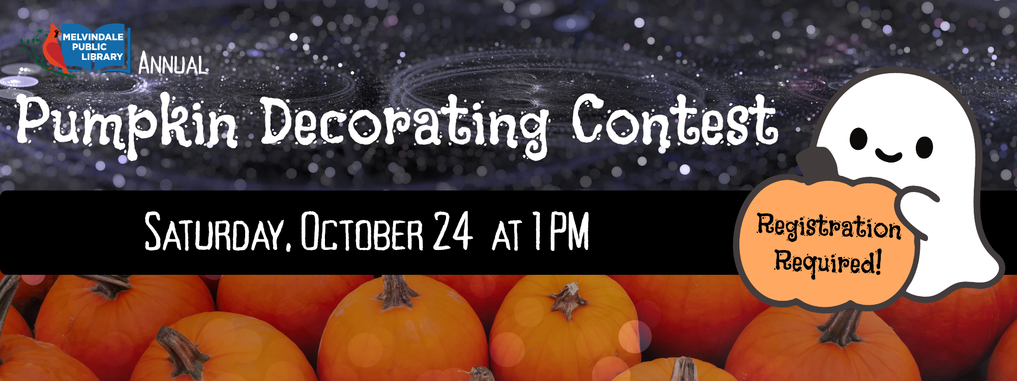 Melvindale Public Library's annual Pumpkin Decorating Contest is on Saturday, October 24th at 1 Pm. Registration is required. See the link below to register.
