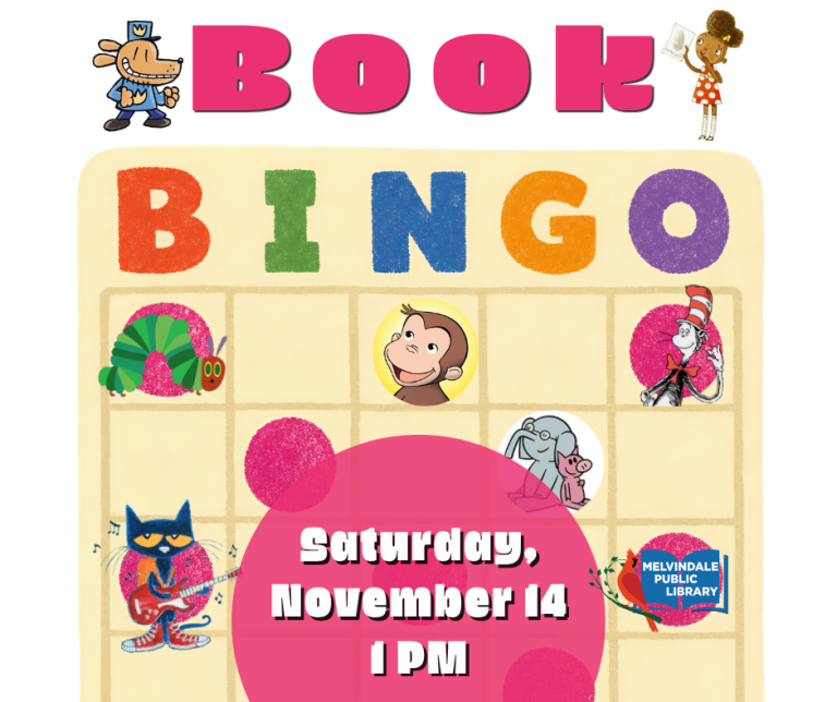 Book BINGO. Saturday, November 14th at 1 PM. This event is for kids 3 and up.