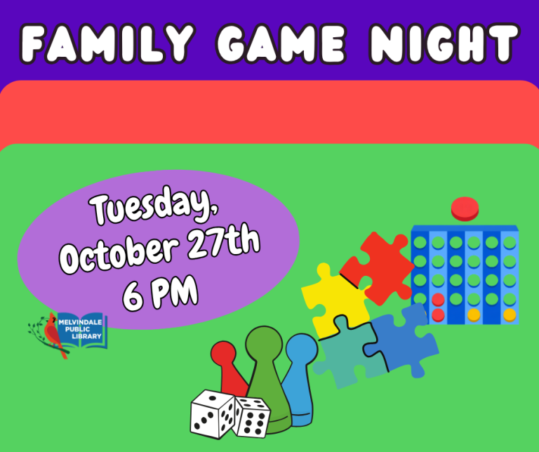 Family Game Night! Tuesday, October 27th at 6 PM.